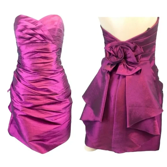 Phoebe Couture Dress Sweetheart Neckline & Back Bow Detail Fuchsia Pink Size 6 - Picture 8 of 8